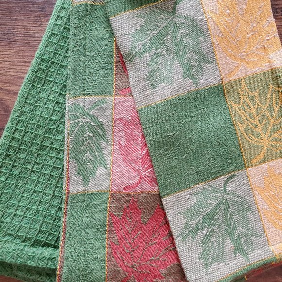 Autumn Leaves Kitchen Set, 4pc, Towels Mitt Potholder, Pumpkin Fall Decor - Picture 8 of 8